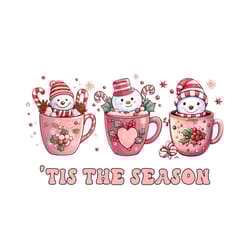 tis the season pink snowman christmas
