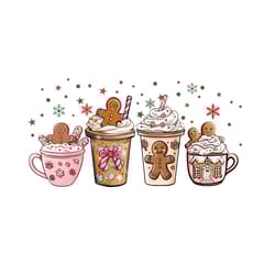 pink gingerbread coffee christmas png