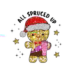 gingerbread glitter stanley tumbler png
