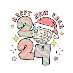 happy new year 2024 disco ball santa png