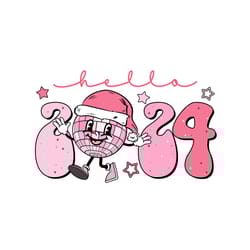 hello 2024 new year retro disco ball png