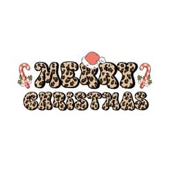 retro merry christmas leopard png