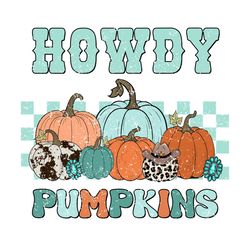 retro howdy pumpkins cowboy western png