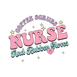 coffee scrubs nurse and rubber gloves