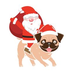 christmas santa claus riding pug