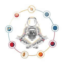 vintage lotus meditating astronaut yoga