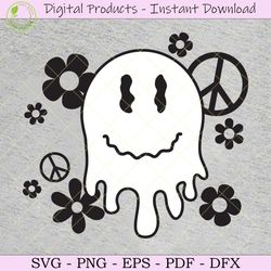 drippy smiley face retro groovy svg png