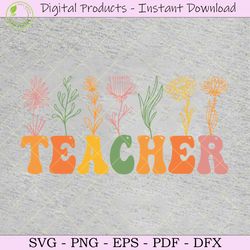 retro flower teacher svg tshirt design