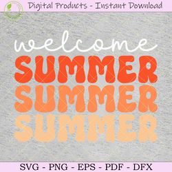 retro welcome summer svg tshirt design