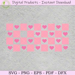 pink checkered heart svg 16 oz libbey