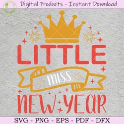 little miss new year svg tshirt design