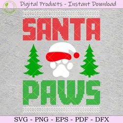 santa paws christmas ugly sweater design