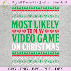 play video game on christmas ugly design