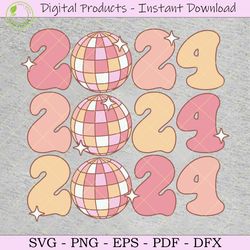 2024 disco ball svg cut file