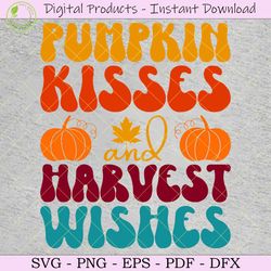 pumpkin kisses harvest wishes svg png
