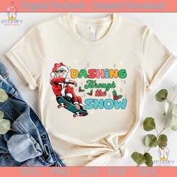 santa skateboard dashing through snow