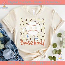 baseball mom leopard retro baseball