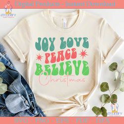 joy love peace believe christmas retro