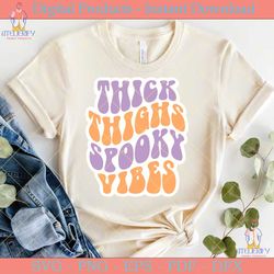 thick thighs spooky vibes retro sticker