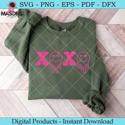 xoxo smiley melted face valentines svg