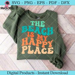 retro the beach is my happy place svg