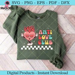 retro heart anti love club valentine svg