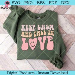 keep calm and fall in love retro svg