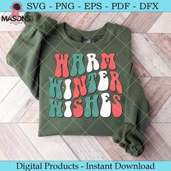 warm winter wishes retro svg design