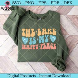 the lake is my happy place retro svg