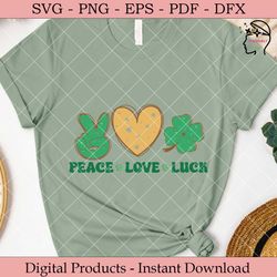 peace love luck st. patrick's day svg