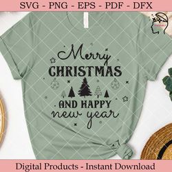 merry christmas and happy new year svg