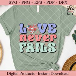 love never fails retro valentine svg.