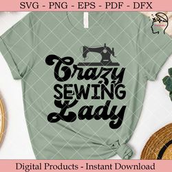 crazy sewing lady sewing svg