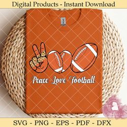 peace love football heart leopard svg