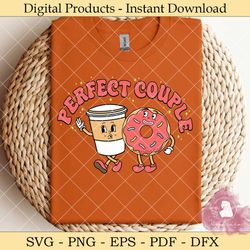 retro valentine couple coffee donut svg