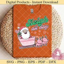 sleigh all day pink santa christmas