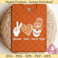 peace love momlife leopard skeleton