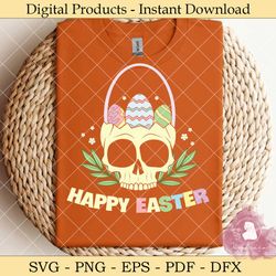 happy easter skull basket easter eggs