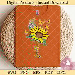 faith sunflower butterfly svg