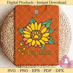 dog mom sunflower dog paw svg