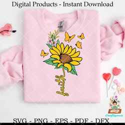 faith sunflower butterfly svg