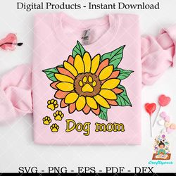 dog mom sunflower dog paw svg
