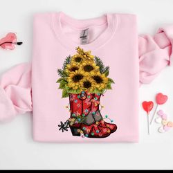 western christmas cowboy boots sunflower