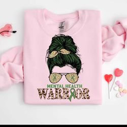 mental health warrior messy bun mom