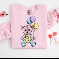 pastel goth teddy bear with balloons