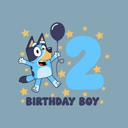 Cute 2nd Birthday Boy Blue Dog SVG