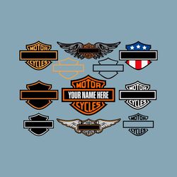 Custom Biker Bar & Shield, Blank HD Outline Styled Text and Name SVG, Personalized Motorcycle Warped Words, Customize DI