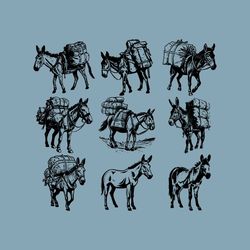 Donkey Ass Mule Burro Equine Horse, Cart Carriage PNG,SVG,EPSCricutSilhouetteCutEngraveStencilSticker,Decals,Vecto