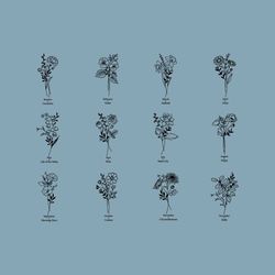 birth month flower bouquet svg bundle, birth month flower, flower svg,