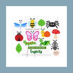 Insects SVG Bundle,Bugs,Layered,Cut File,Kids,Baby,Craft,Bee,Ladybug,Leaf,Ant,Spider,Birthday,Cute,Cricut,Silhouette,Ins